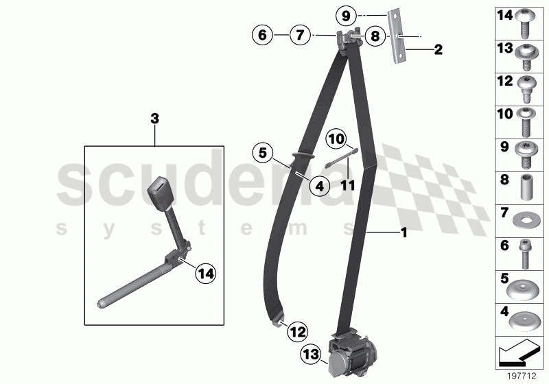 Front seat belt of Rolls Royce Rolls Royce Phantom Extended Wheelbase