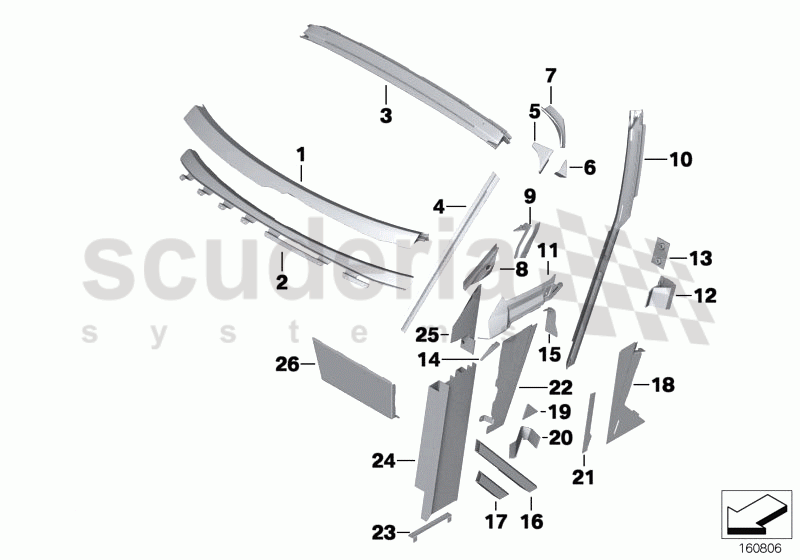 Side frame, A-pillar, cowl panel of Rolls Royce Rolls Royce Phantom Drophead Coupe