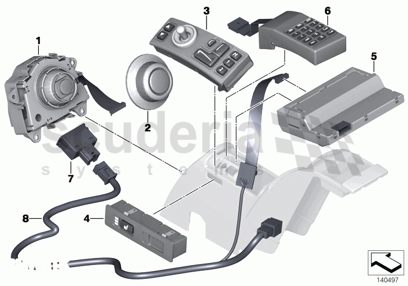 Switch, central console, rear of Rolls Royce Rolls Royce Phantom