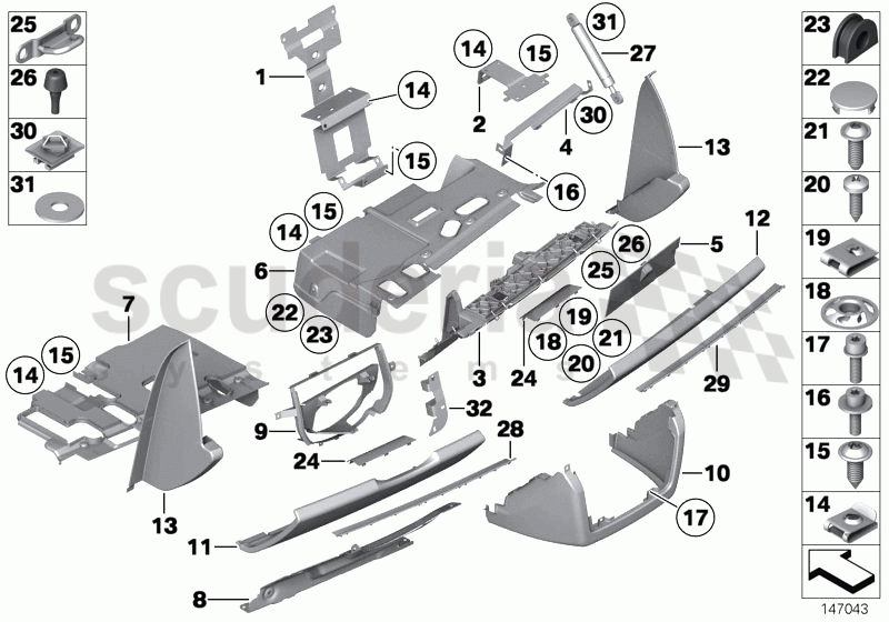 Instrument panel, lower part of Rolls Royce Rolls Royce Phantom Extended Wheelbase