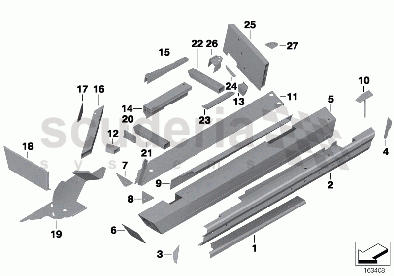 Side frame, side member of Rolls Royce Rolls Royce Phantom Drophead Coupe