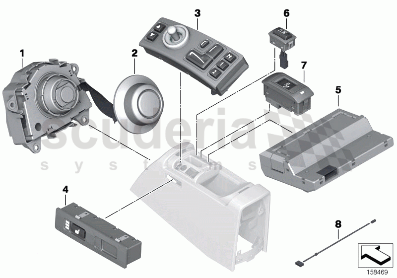 Switch, central console, front of Rolls Royce Rolls Royce Phantom Extended Wheelbase