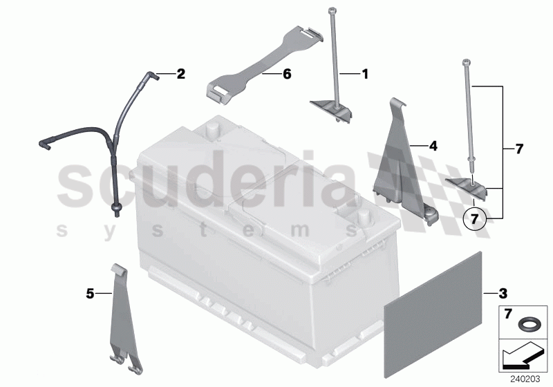 Battery holder and mounting parts of Rolls Royce Rolls Royce Phantom Drophead Coupe