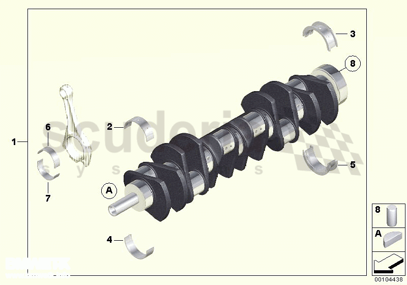 Crankshaft with bearing shells of Rolls Royce Rolls Royce Phantom Coupe