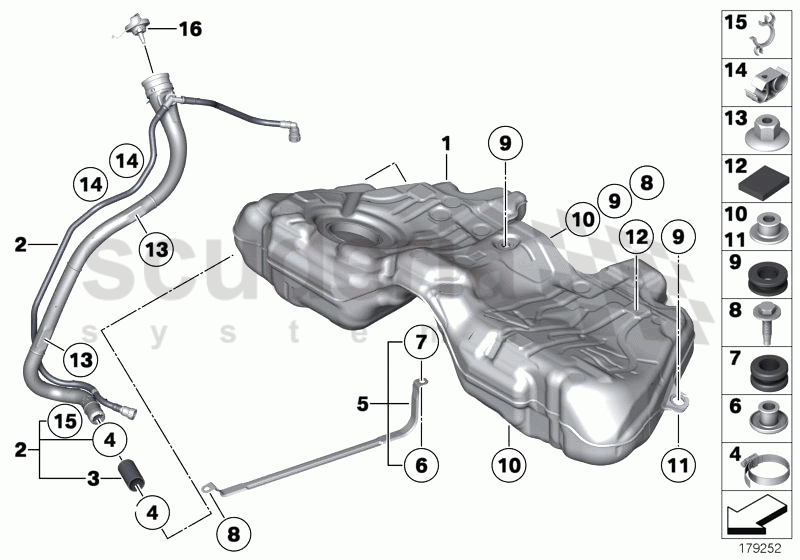 Fuel tank/mounting parts of Rolls Royce Rolls Royce Ghost Series I (2009-2014)