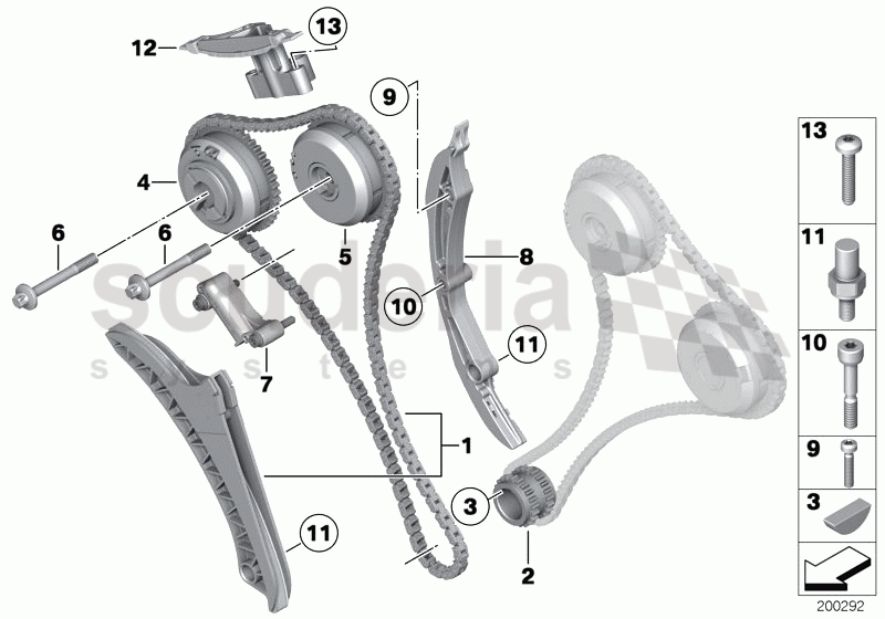 Timing chain, cylinders 1-6 of Rolls Royce Rolls Royce Ghost Series I (2009-2014)