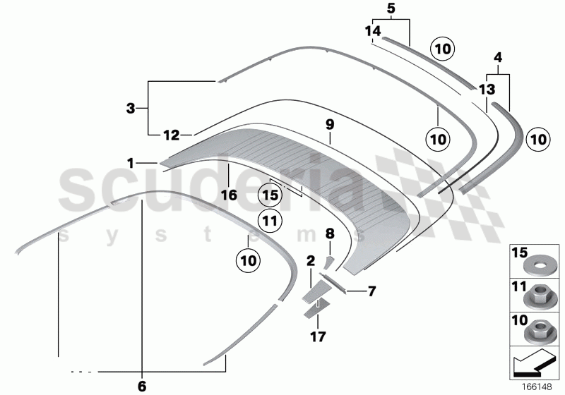 Trim and trim strip, conv.-top comp. lid of Rolls Royce Rolls Royce Phantom Drophead Coupe