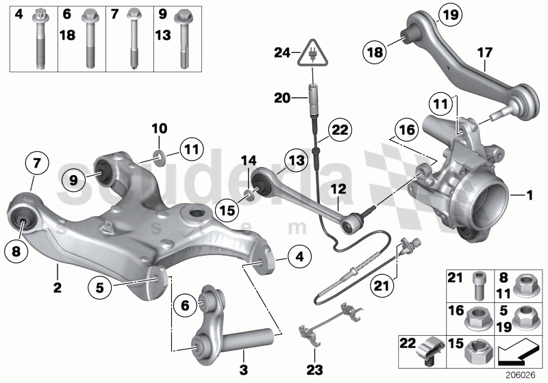 REAR AXLE SUPPORT/WHEEL SUSPENSION of Rolls Royce Rolls Royce Phantom Drophead Coupe