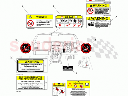 Photo of Label Advanced Airbag Warning Tag 2 2 7G43…