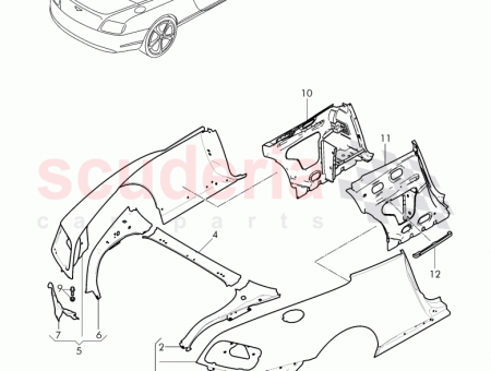 Photo of sectionl parts side panel frame…