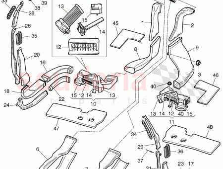 Photo of air duct for rear footwell heating…