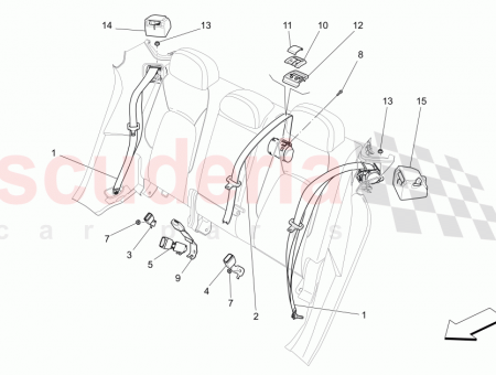 Photo of CENTRE REAR SEATBELT BUCKLE SECTION EU AU CN…