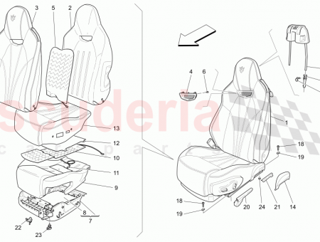 Photo of FRONT LH SEAT ASSEMBLY Alcantara lining EU…