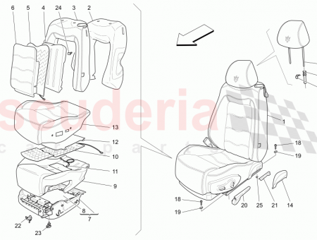 Photo of FRONT RH SEAT ASSEMBLY Drilled Leather lining Stitched…